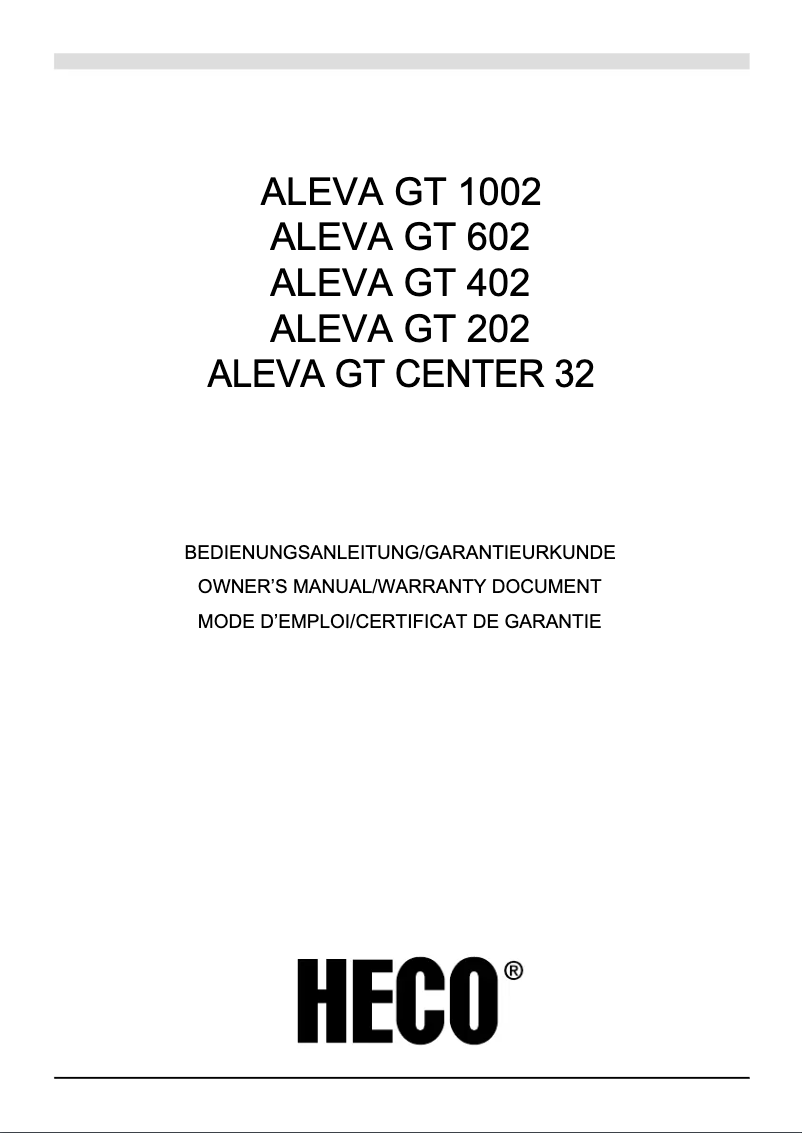 Image de la première page du manuel de l'appareil Aleva GT 602