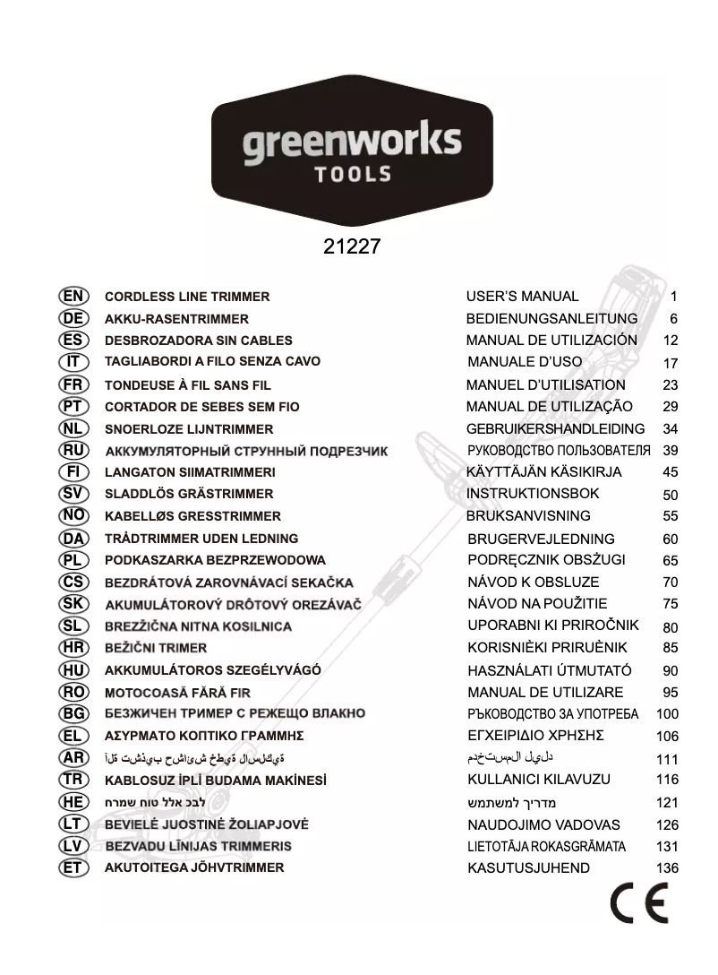 Página 1 del manual Manual de usuario Greenworks G24LT30M