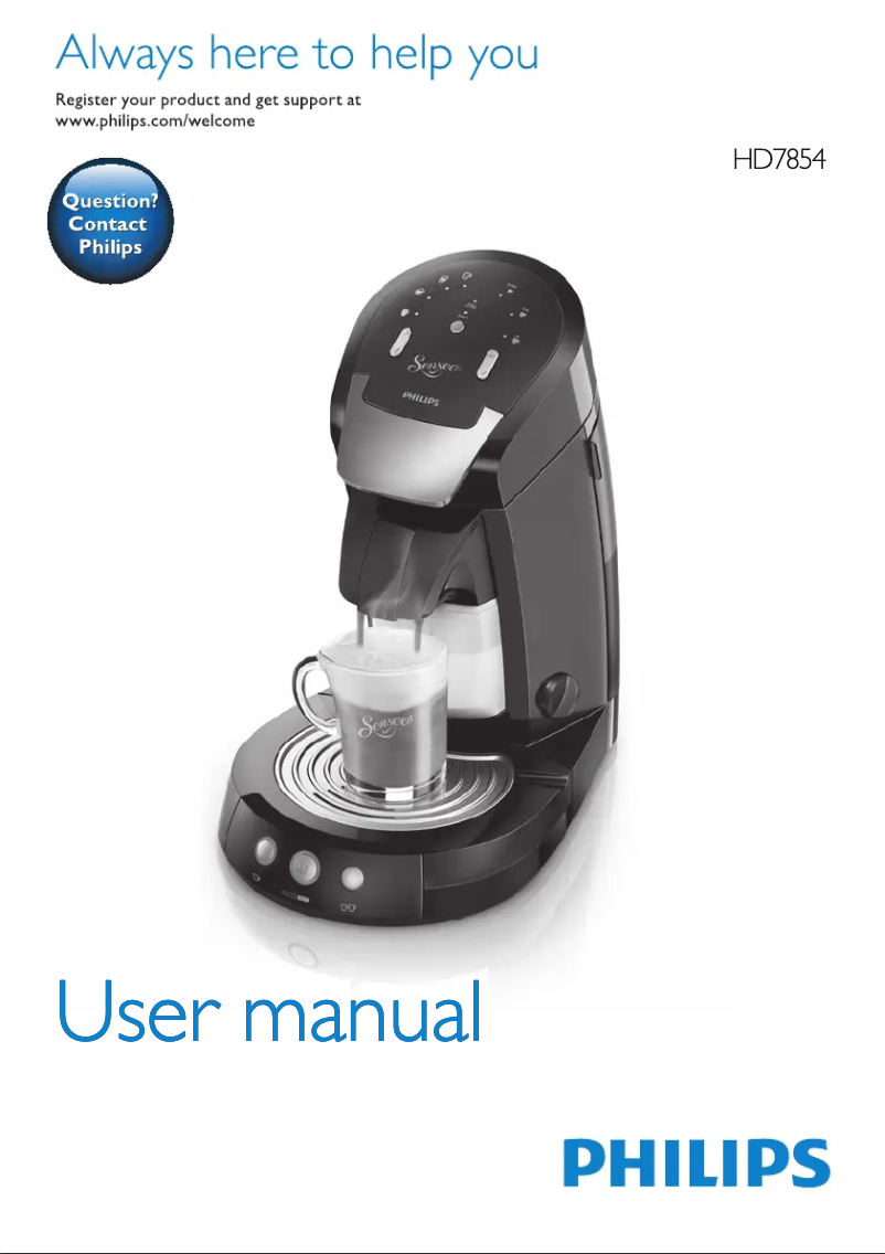 First page image of the manual for Senseo Latte Select HD7854