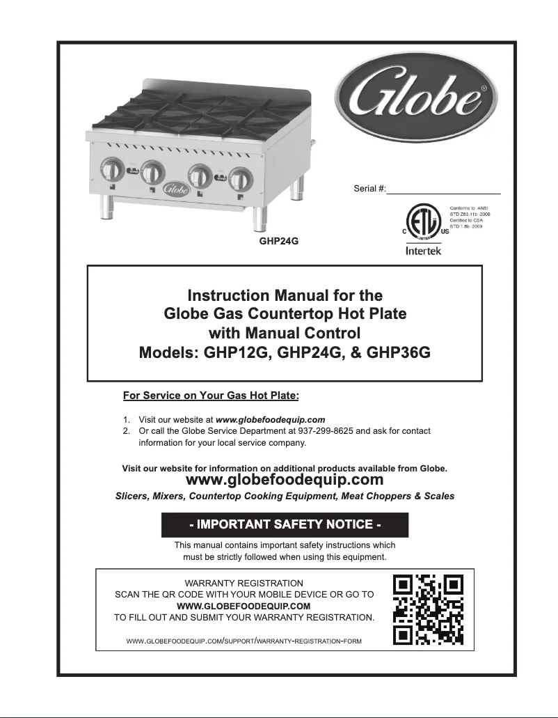 Page n°1 - Manuel utilisateur Globe GHP36G