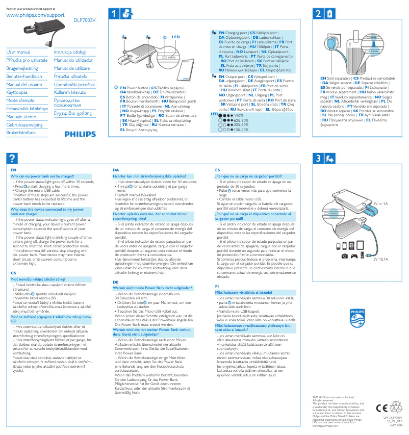 Page 1 de la notice Manuel utilisateur Philips DLP7003V