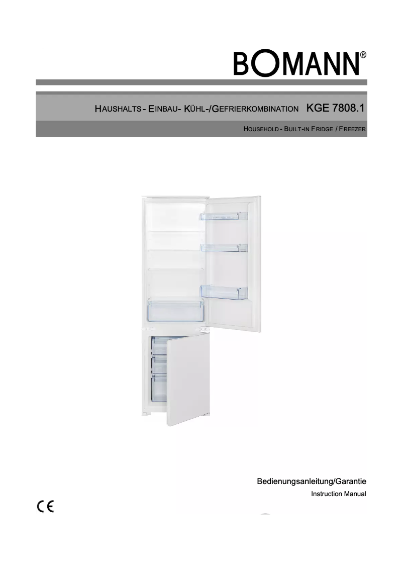 Page 1 de la notice Manuel utilisateur Bomann KGE 7808.1