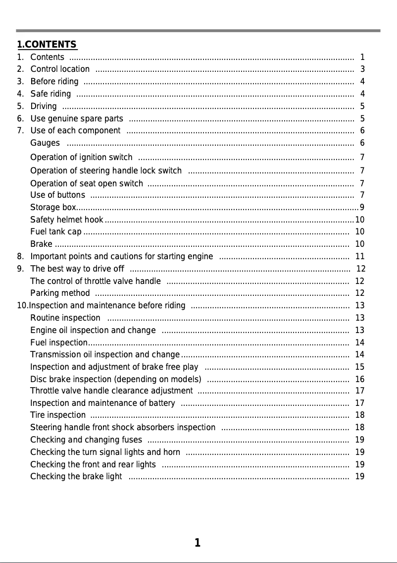 Page 1 de la notice Manuel utilisateur SYM Crox 150