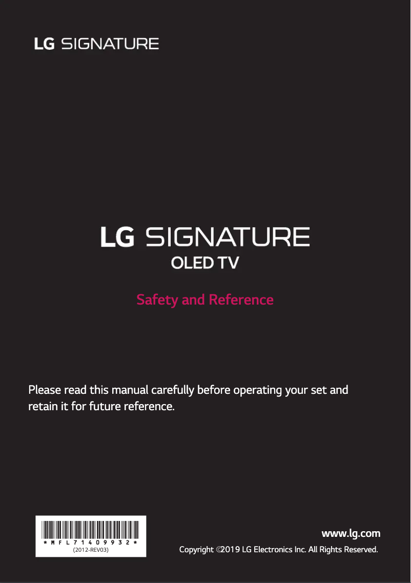 Page 1 de la notice Manuel utilisateur LG OLED88Z9PTA