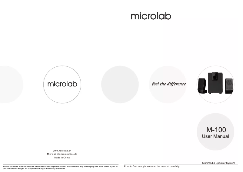 Page n°1 - Manuel utilisateur Microlab M-100