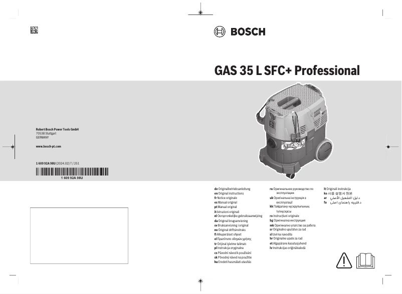 Page 1 de la notice Manuel utilisateur Bosch GAS 35 L SFC+ Professional