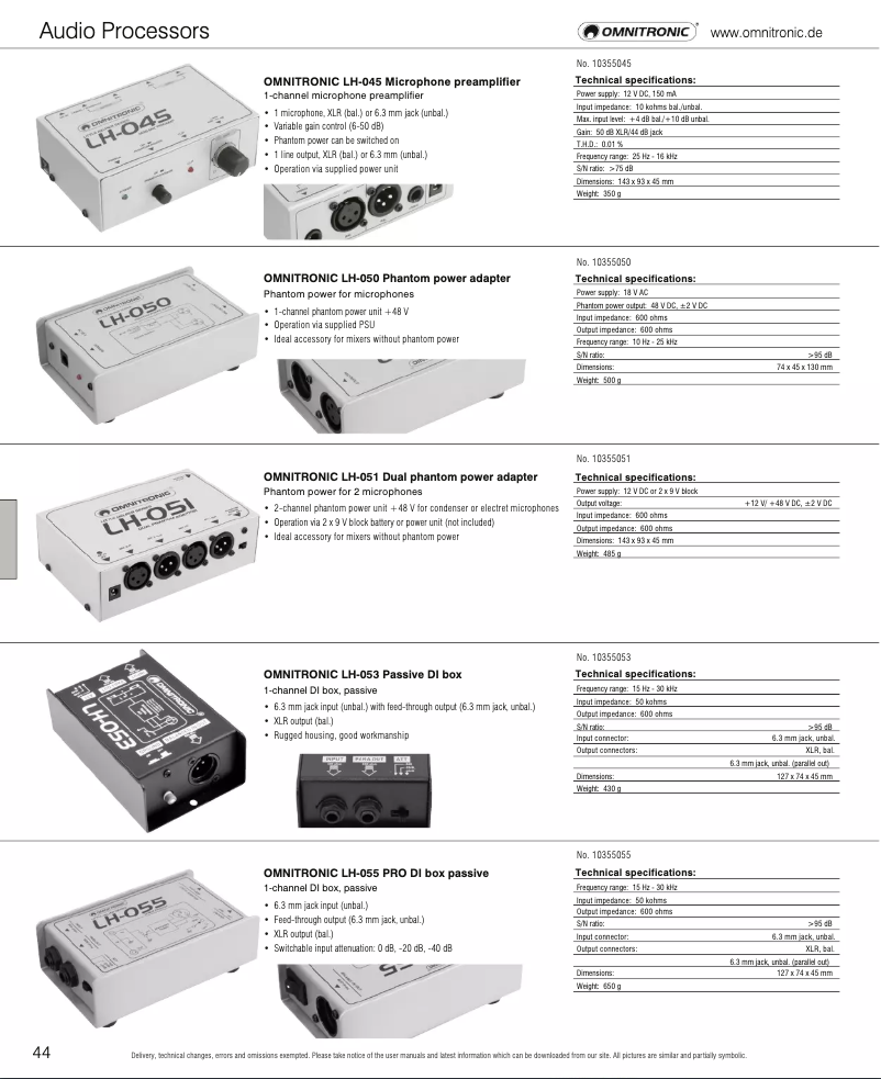 Page 1 de la notice Catalogue Omnitronic LH-045