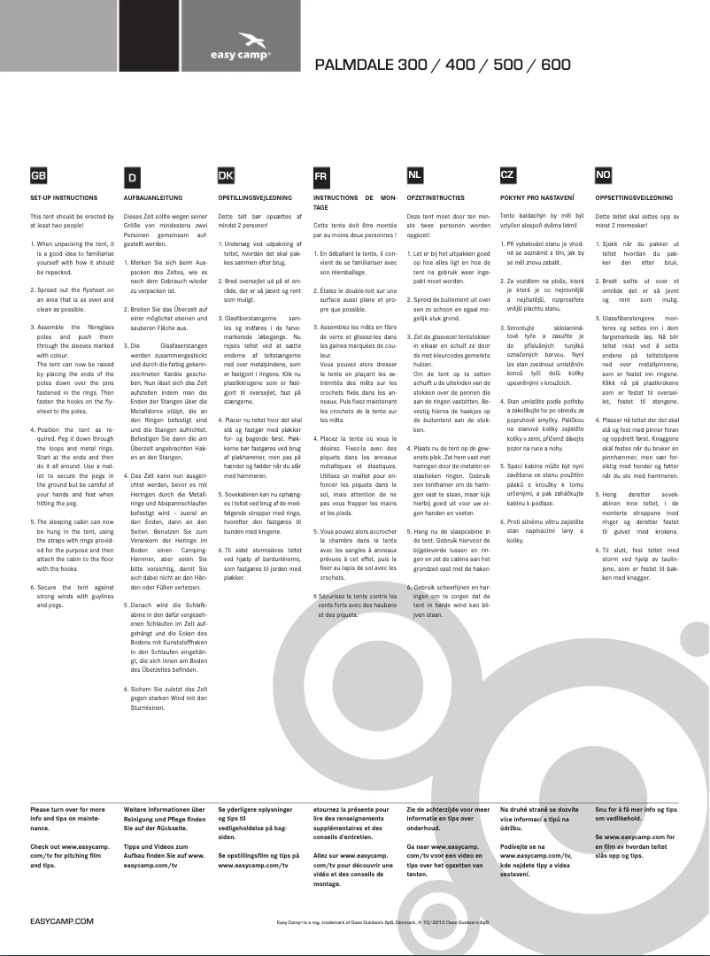 Page n°1 - Manuel utilisateur Easy Camp Palmdale 600