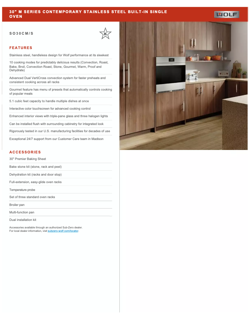 Page 1 de la notice Fiche technique Wolf M Series SO30CMS