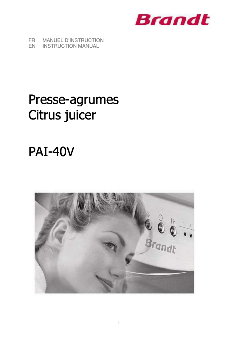 Image de la première page du manuel de l'appareil PAI-40V