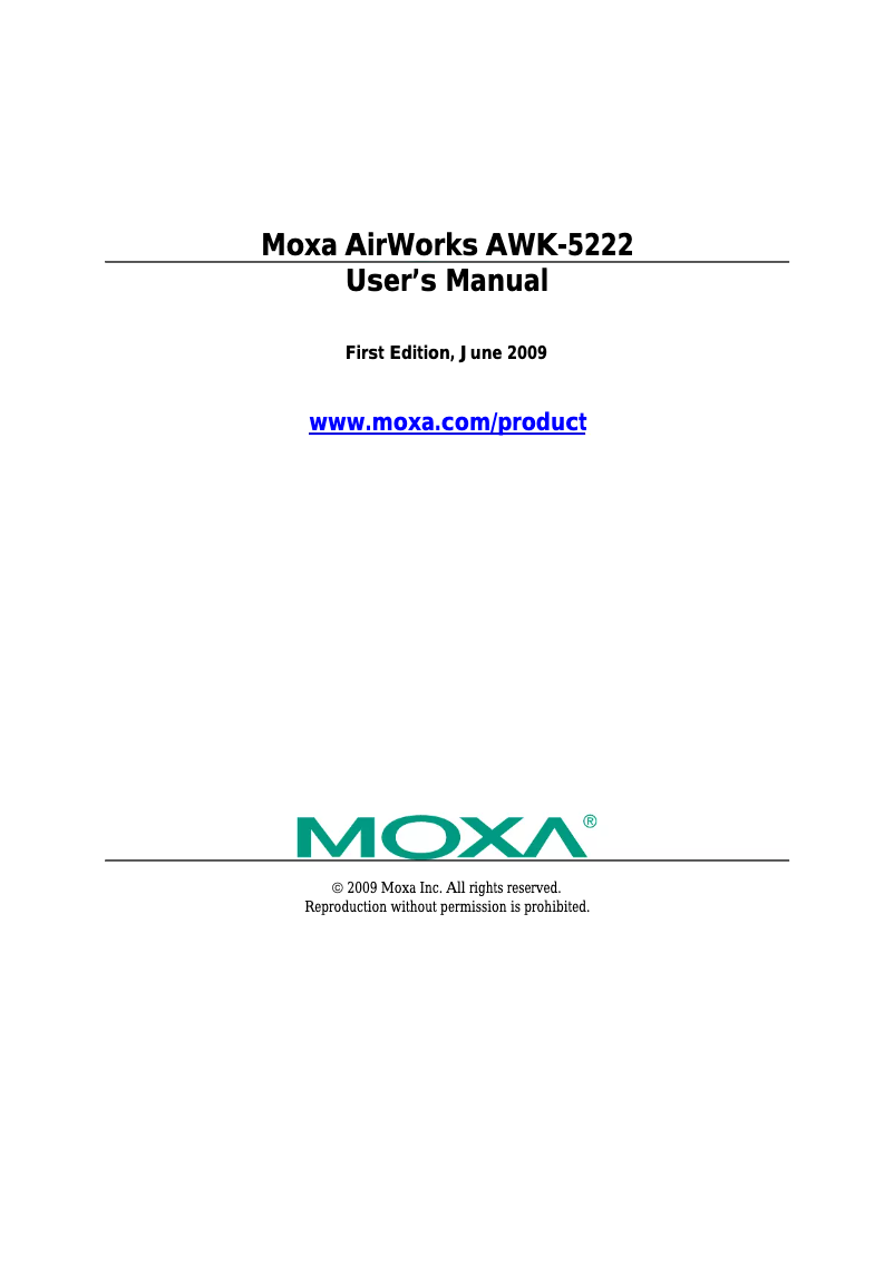 Page n°1 - Manuel utilisateur Moxa AWK-5222