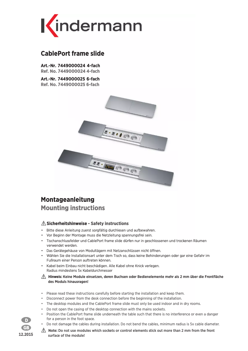 Imagen de la primera página del manual del dispositivo 7449000025
