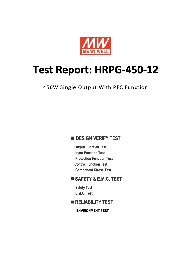 Page n°1 - Fiche technique Mean Well HRPG-450-12