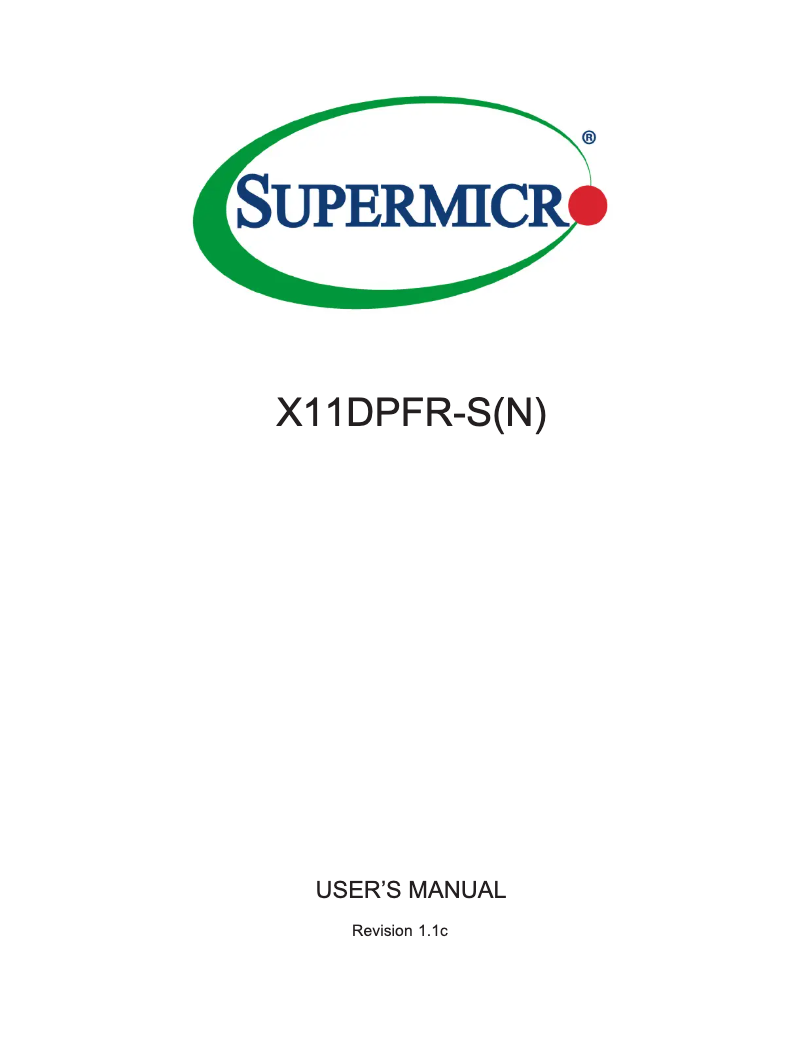 Page n°1 - Manuel utilisateur Supermicro X11DPFR-SN