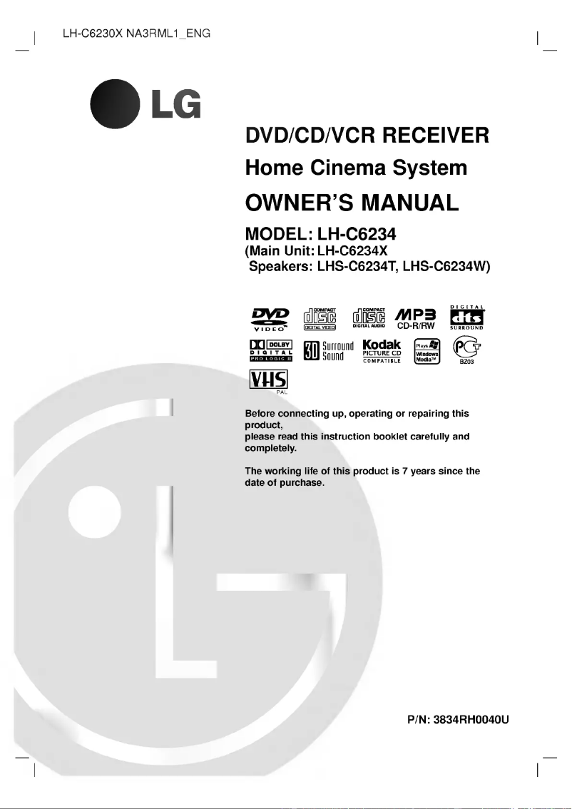 Page 1 de la notice Manuel utilisateur LG LH-C6234X