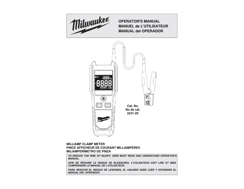 Page 1 de la notice Manuel utilisateur Milwaukee 2231-20
