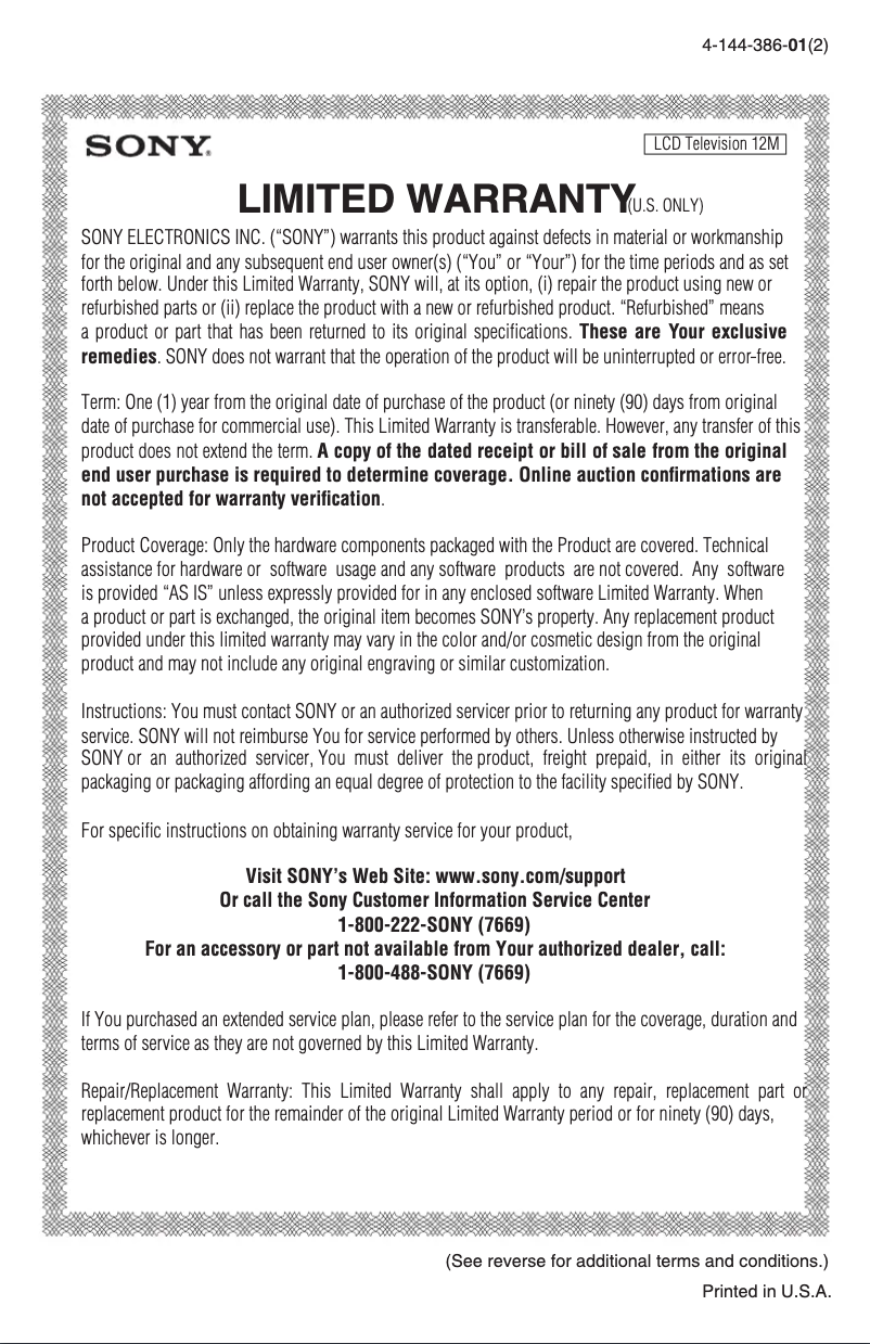 Page 1 de la notice Mode d'emploi Sony Bravia KDL-37L5000