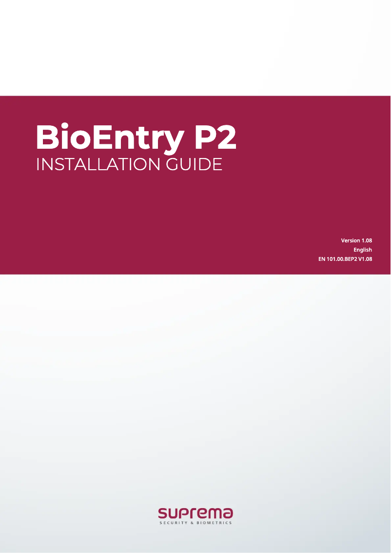 Image de la première page du manuel de l'appareil BioEntry P2