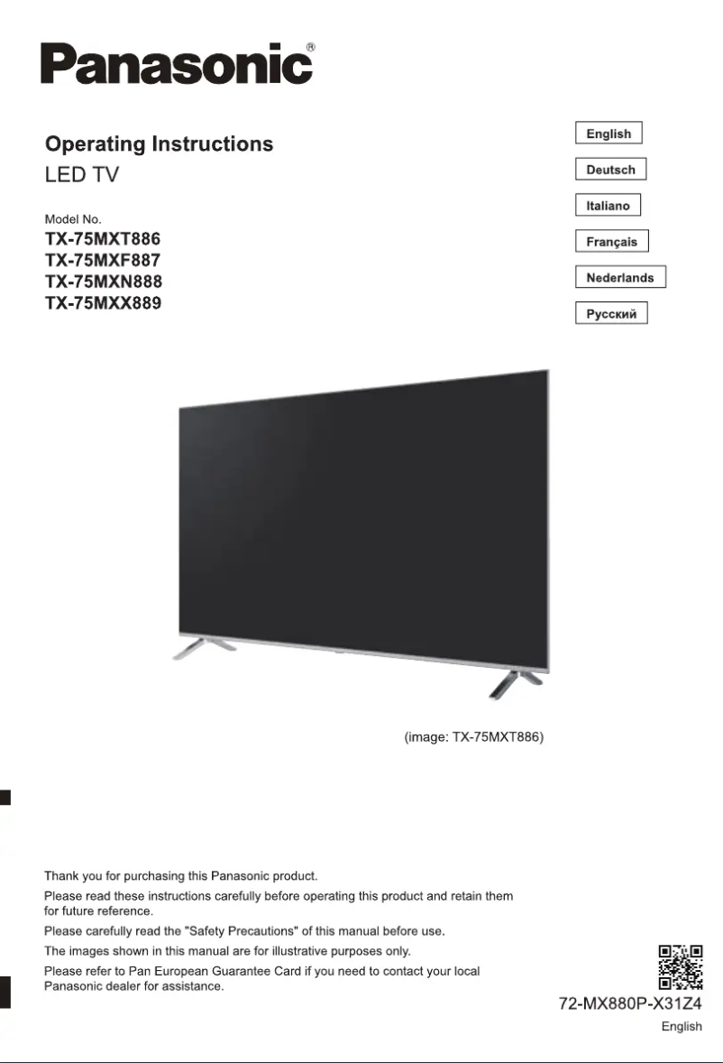 Page 1 de la notice Manuel utilisateur Panasonic TX-75MXX889