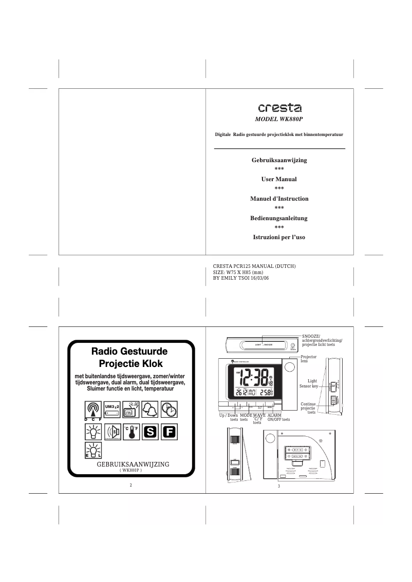 Page 1 de la notice Manuel utilisateur Cresta WK310T