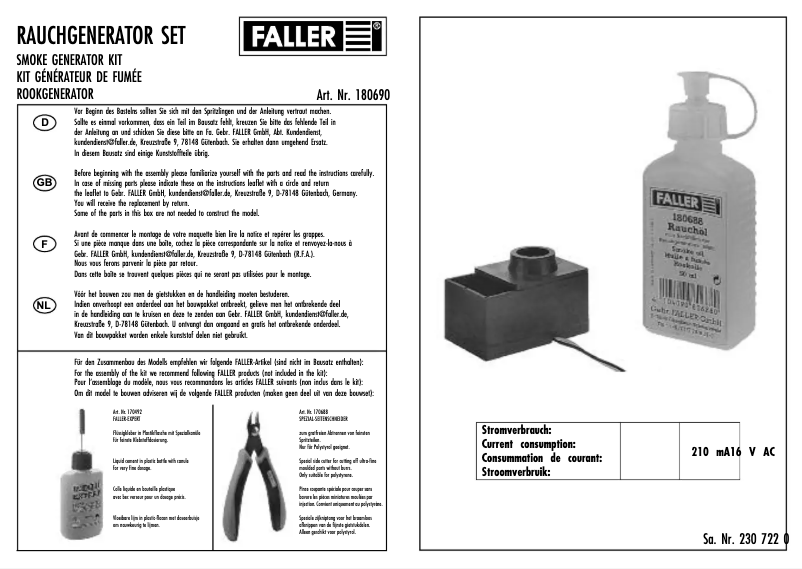 Page 1 de la notice Manuel utilisateur Faller 180690