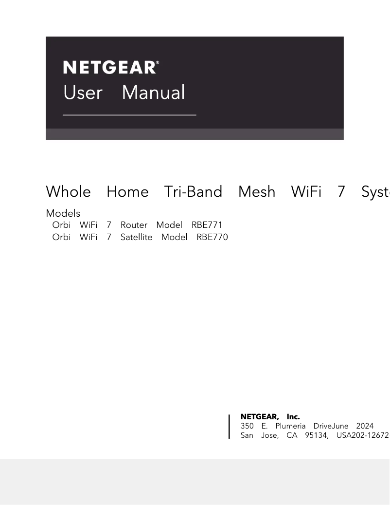 Page 1 de la notice Manuel utilisateur Netgear Orbi RBE770