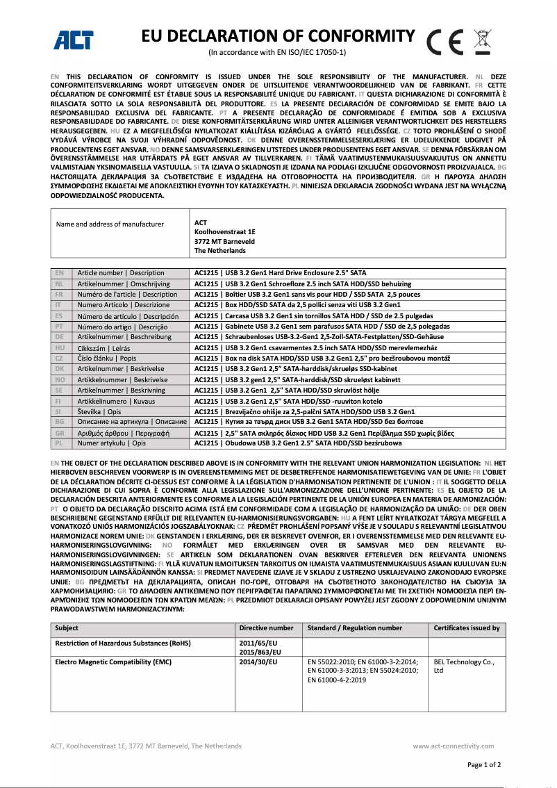 Image de la première page du manuel de l'appareil AC1515