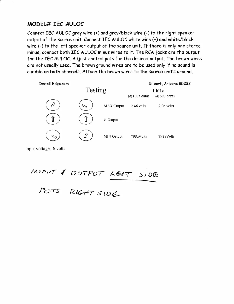 Image de la première page du manuel de l'appareil IEC AULOC