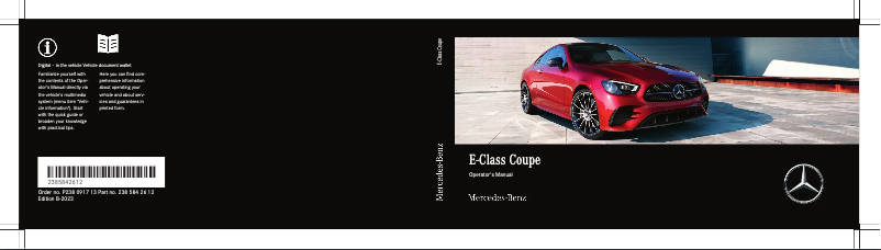 Image de la première page du manuel de l'appareil E-Class Coupe (2023)