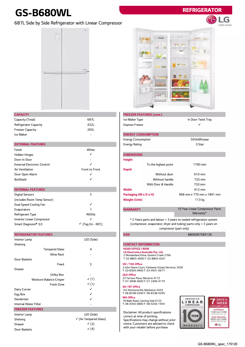 Image de la première page du manuel de l'appareil GS-B680WL