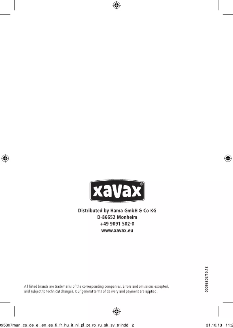 Page n°1 - Manuel utilisateur Xavax Infra 00095307