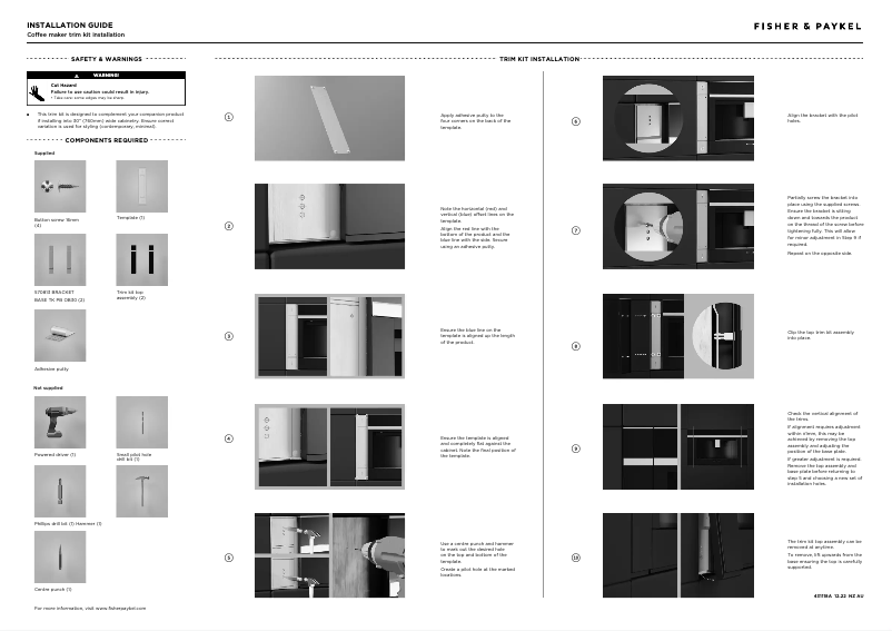 Page 1 of the manual Installation Guide Fisher & Paykel TK7630NDB1