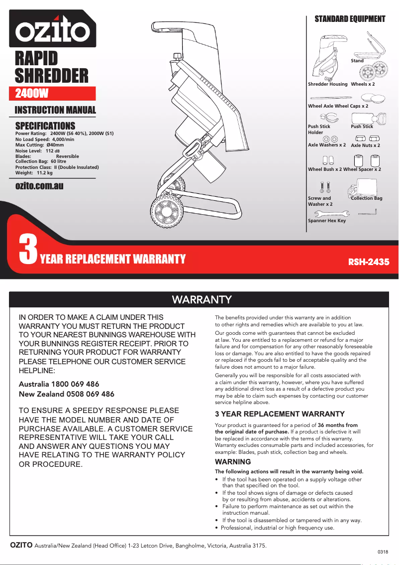 Página 1 del manual Manual de usuario Ozito RSH-2435