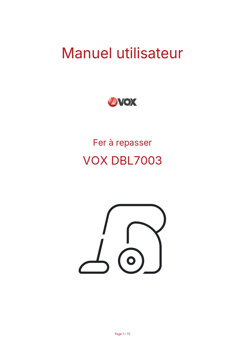 Image de la première page du manuel de l'appareil DBL7003