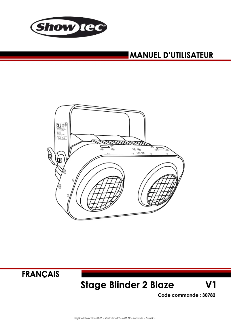 Page 1 de la notice Manuel utilisateur Showtec Stage Blinder 2 Blaze