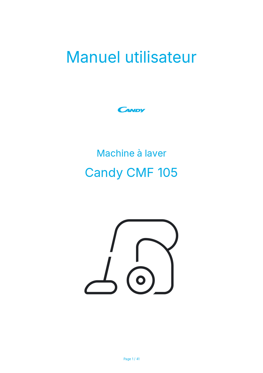 Page n°1 - Manuel utilisateur Candy CMF 105