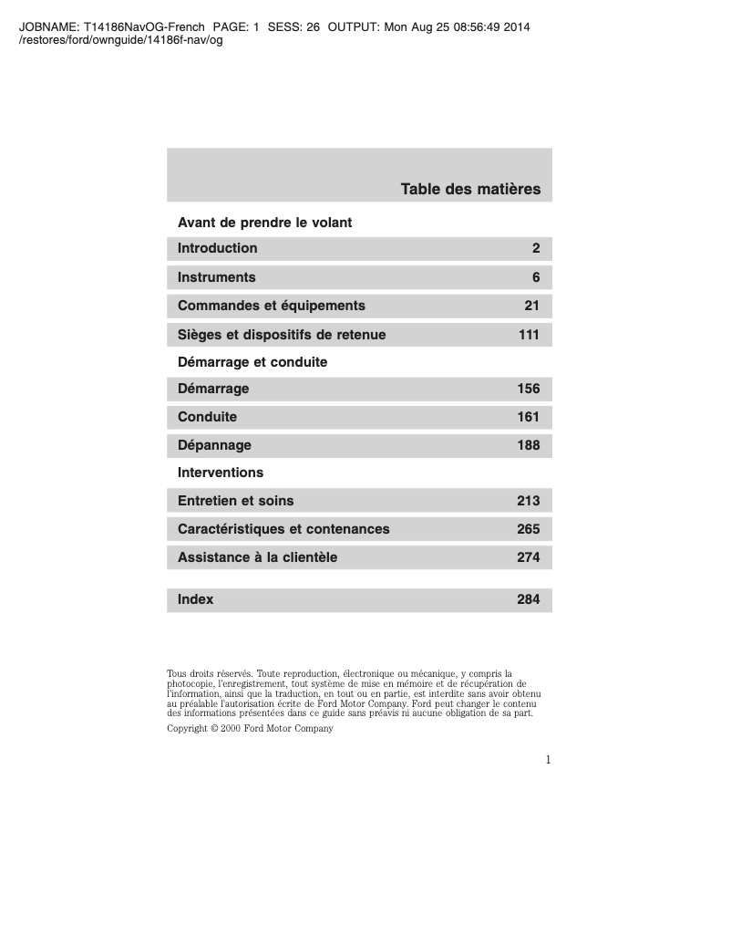 Page n°1 - Manuel utilisateur Lincoln Navigator (2001)