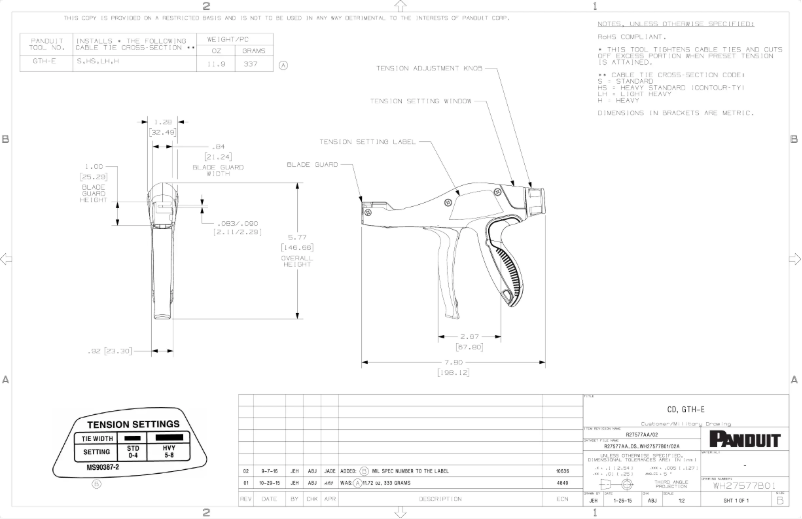 Página 1 del manual Dibujo técnico Panduit GTH-E