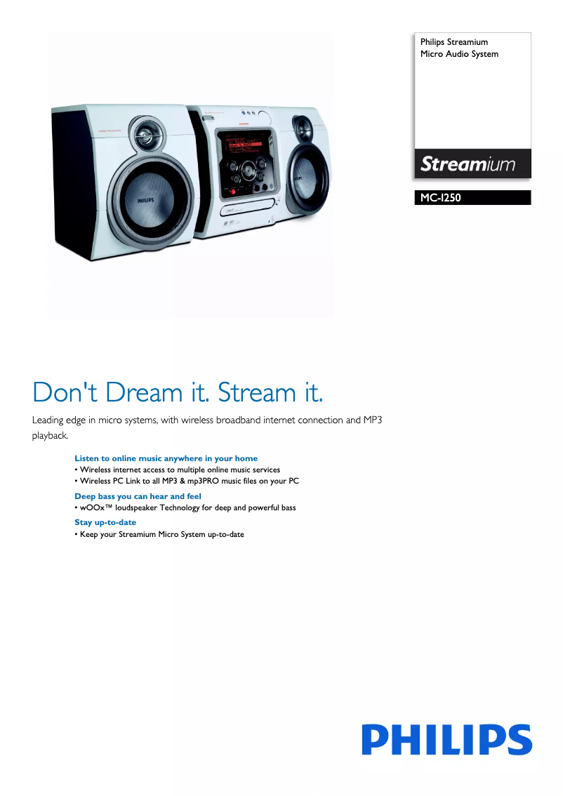 Page 1 de la notice Brochure Philips Streamium MC-I250