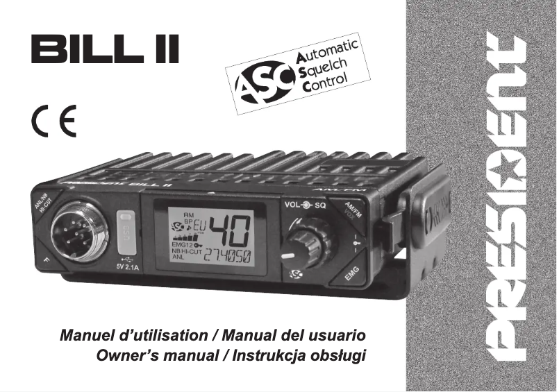 Page 1 de la notice Manuel utilisateur President Bill II