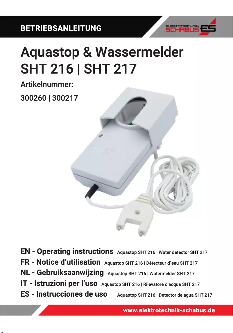 Page n°1 - Manuel utilisateur Schabus SHT 217