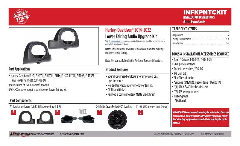 Page 1 de la notice Manuel utilisateur Infinity INFKPNTCKIT