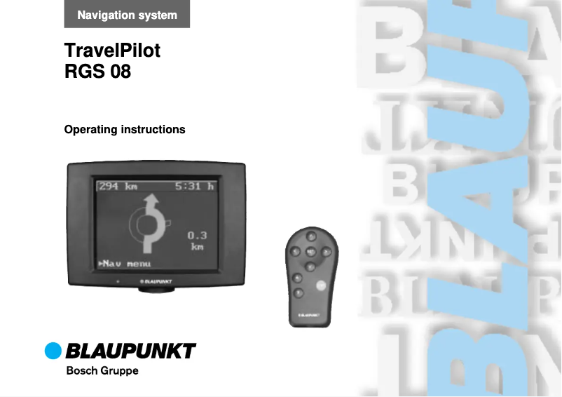Page n°1 - Manuel utilisateur Blaupunkt TravelPilot RGS 08