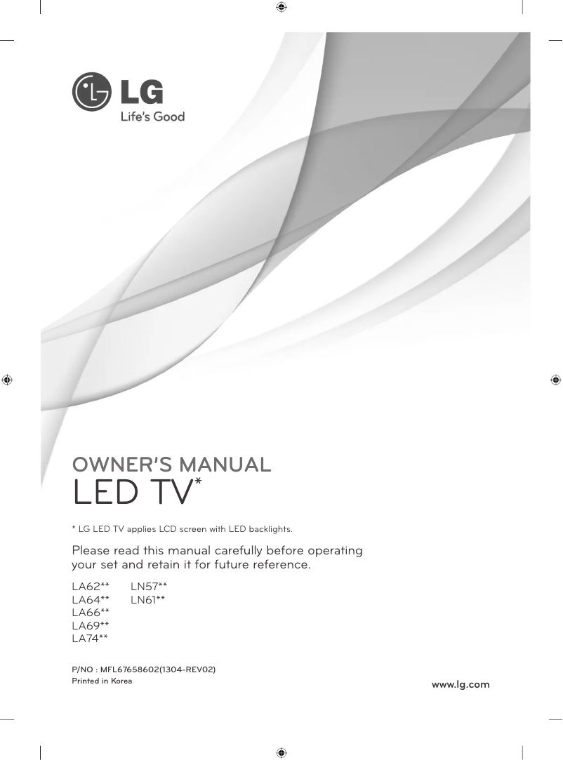 Image de la première page du manuel de l'appareil 50LN570V