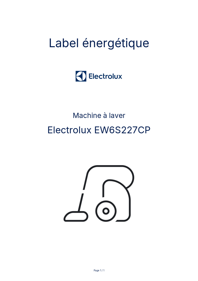 Image de la première page du manuel de l'appareil EW6S227CP