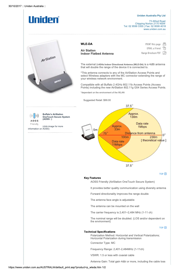 Page 1 of the manual User Manual Uniden WLE-DA