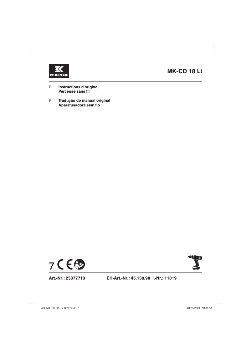 Page 1 de la notice Manuel utilisateur McKenzie MK-CD 18 Li