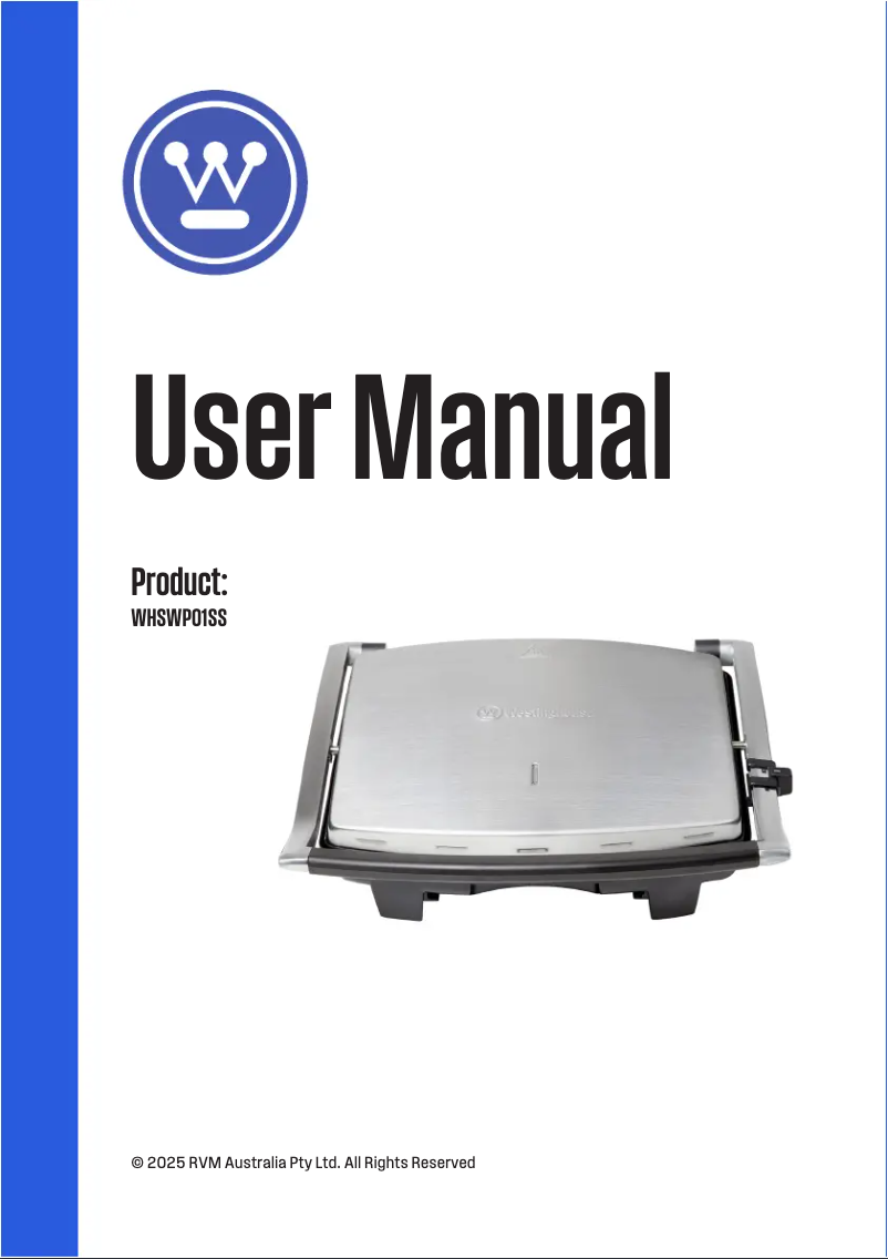Page 1 de la notice Manuel utilisateur Westinghouse WHSWP01SS