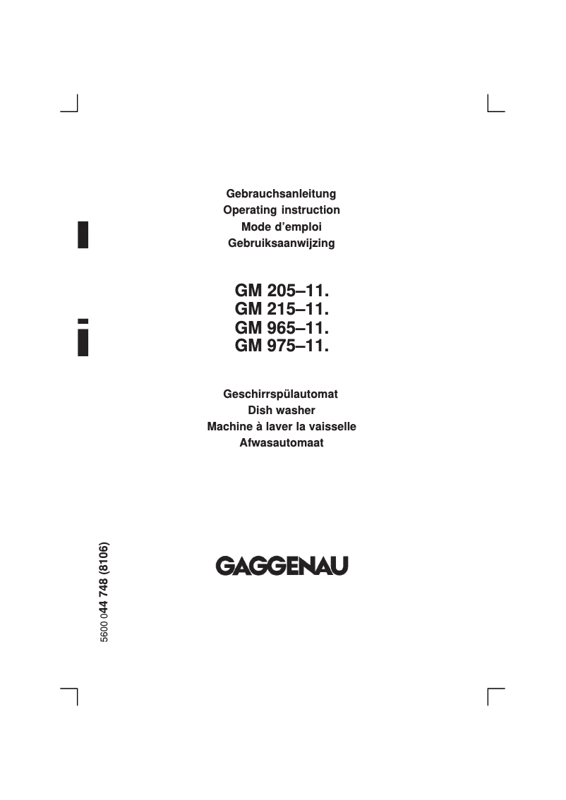 Page 1 de la notice Manuel utilisateur Gaggenau GM 205-111