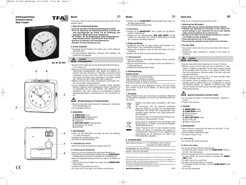 Página 1 del manual Manual de usuario TFA Loom 60.1031.10